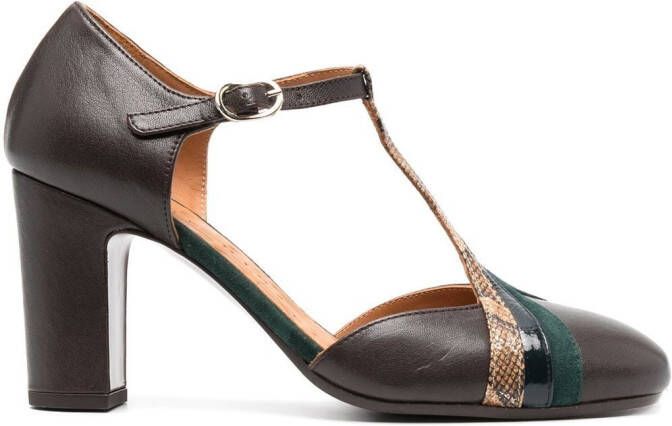 Chie Mihara 85mm round-toe leather pumps Brown
