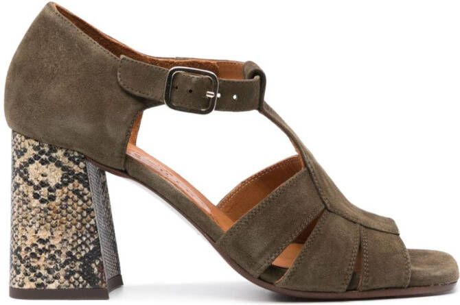 Chie Mihara Pargo 85mm suede sandals Green