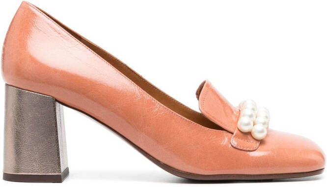 Chie Mihara Petard 60mm pearl-detailing pumps Orange