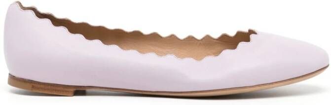 Chloé Lauren scallop-edge leather ballerina shoes Purple