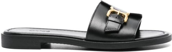 Chloé Marcie leather slides Black