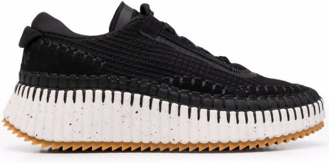 Chloé Nama hand-stitched mesh sneakers Black