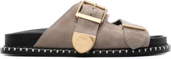 Chloé Rebecca suede slides Grey