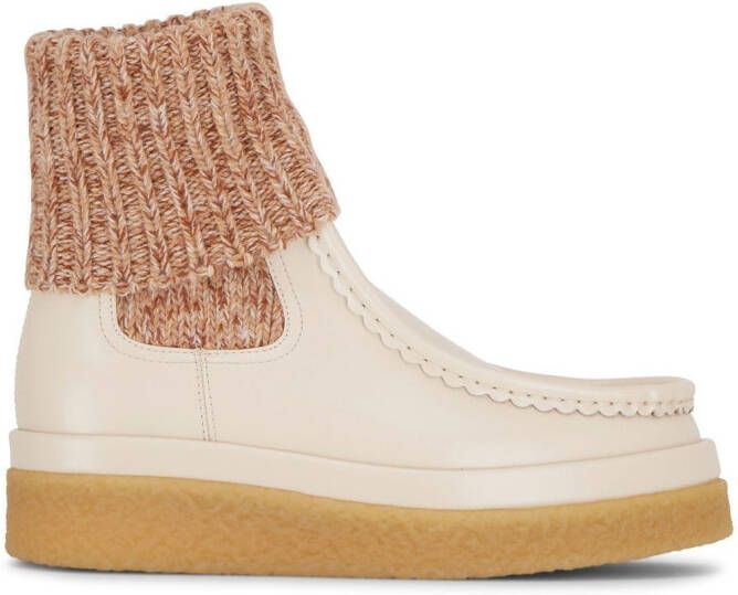 Chloé Jamie sock-detail leather boots Neutrals