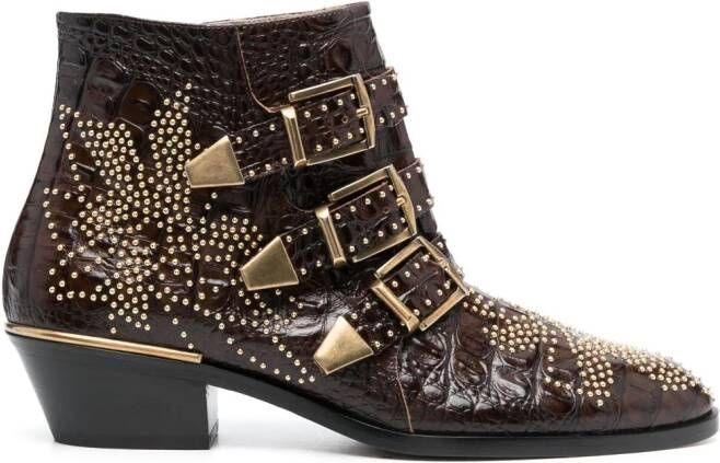 Chloé Susanna 50mm studded ankle boots Brown
