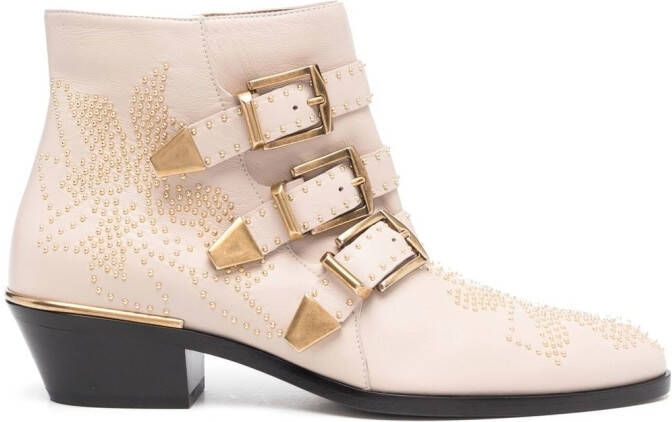 Chloé Susanna studded triple-strap boots Neutrals