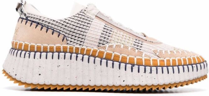 Chloé whipstitch-trim sneakers Neutrals