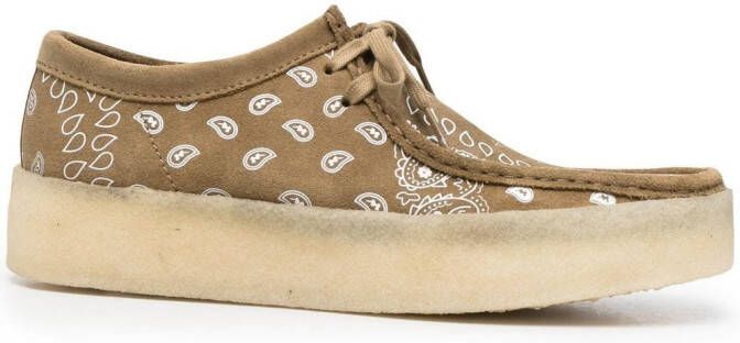 Clarks Originals bandana-print suede derby shoes Green