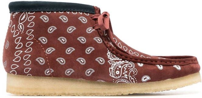 Clarks Originals paisley-print lace-up boots Brown