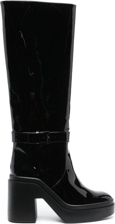 Clergerie glossy-finish heeled boots Black