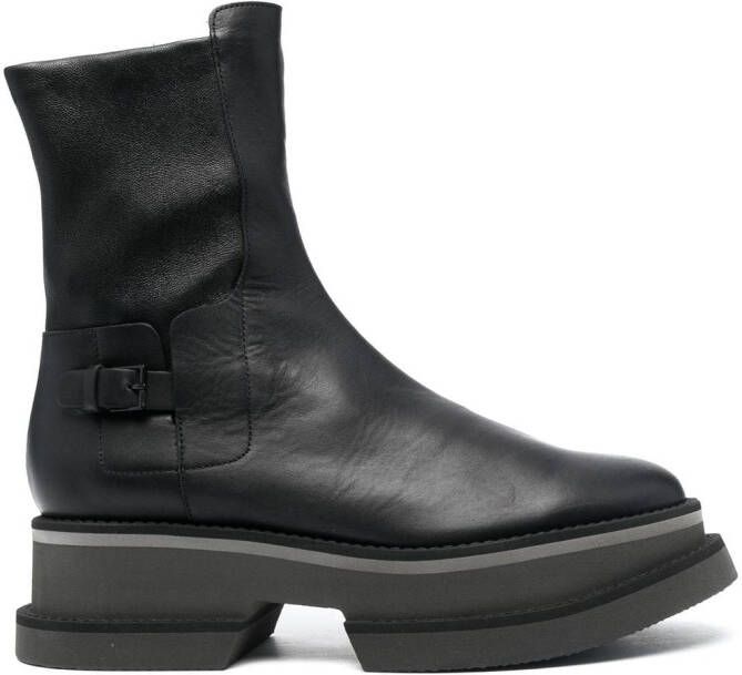 Clergerie platform sole leather ankle boots Black