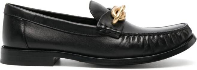 Coach chain-link detailing leather loafers Black