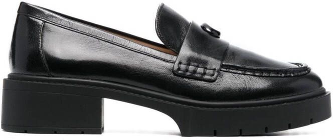Coach Leah chunky sole leather loafers Black