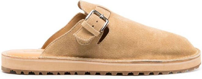 Comme des Garçons Homme decorative-buckle leather slides Brown