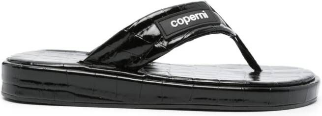 Coperni crocodile-embossed leather flip flops Black