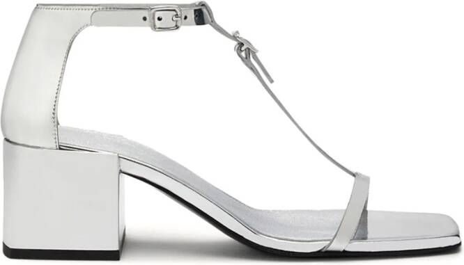 Courrèges Double Buckle leather sandals Silver
