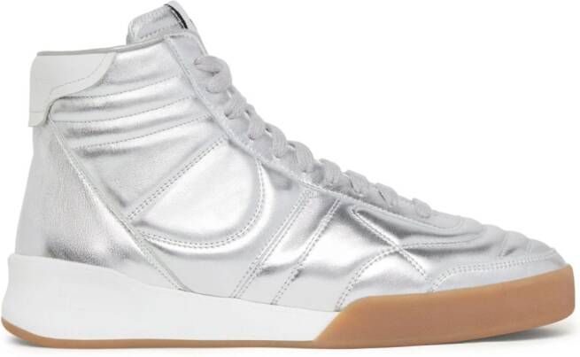 Courrèges Mid Club 02 leather sneakers Silver