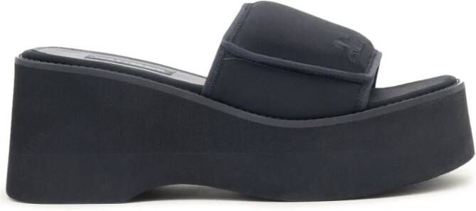 Courrèges Scuba Wave 75mm platform slides Black