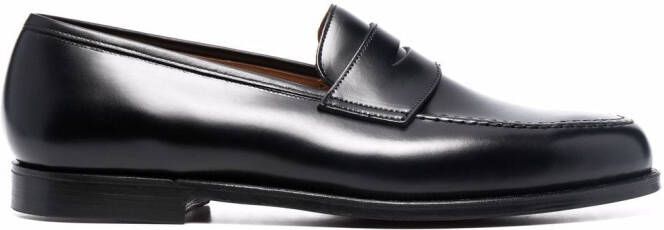 Crockett & Jones almond-toe leather loafers Black