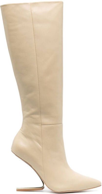 Cult Gaia suspended-heel 105mm long boots Neutrals