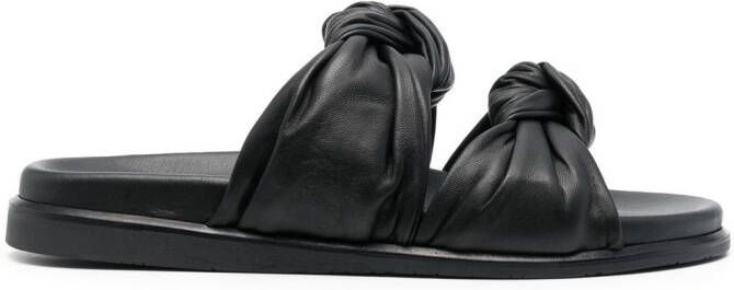 Dear Frances calf leather flip flops Black