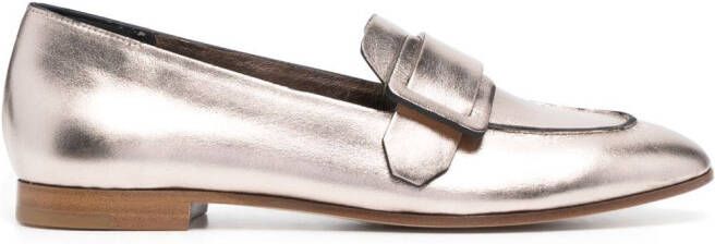 Del Carlo patent-finish calf-leather loafers Neutrals