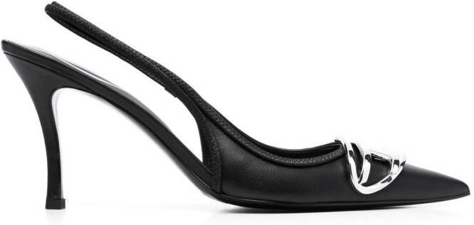 Diesel D-Venus 80mm leather slingback pumps Black