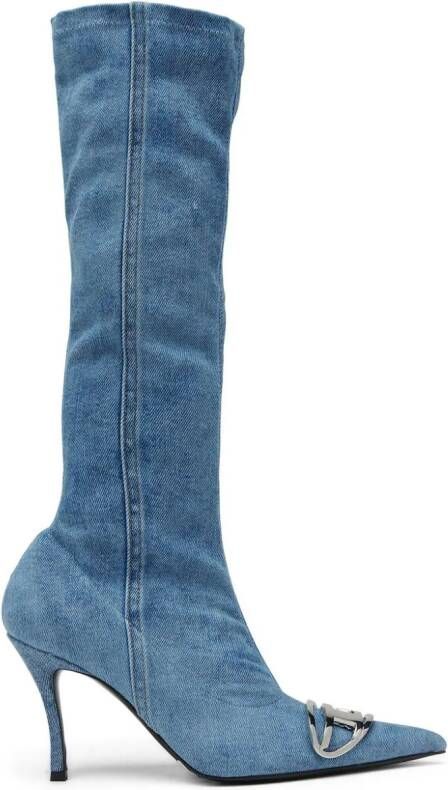 Diesel D-Venus Kb D 90mm denim knee-high boots Blue