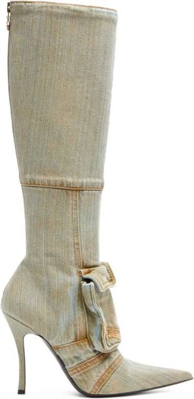 Diesel D-Venus Pocket denim knee-high boots Neutrals