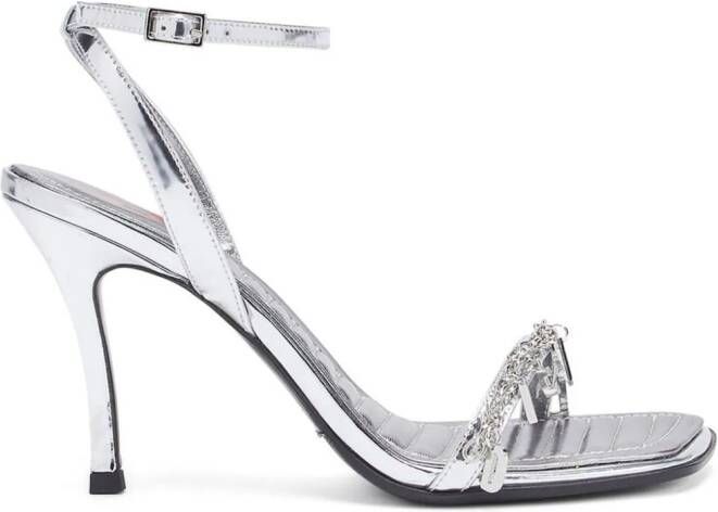 Diesel D-Vina 90mm leather sandals Silver
