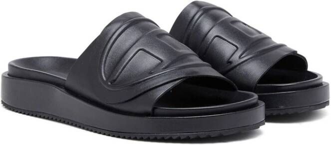 Diesel Sa-Slide D Oval W logo-embossed slides Black