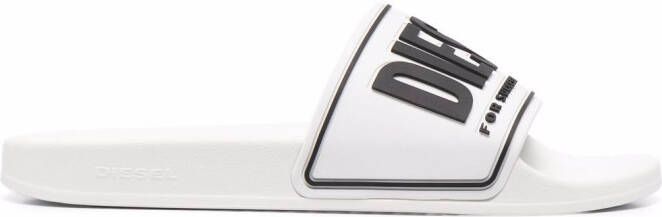 Diesel Sa-Mayemi Cc logo-embossed slides White