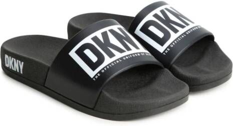 Dkny Kids logo-print pool slides Black