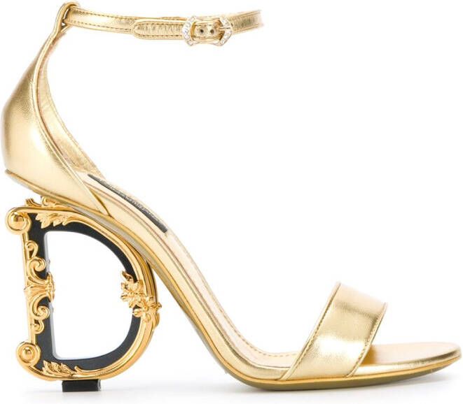 Dolce & Gabbana Baroque DG 105mm leather sandals Gold