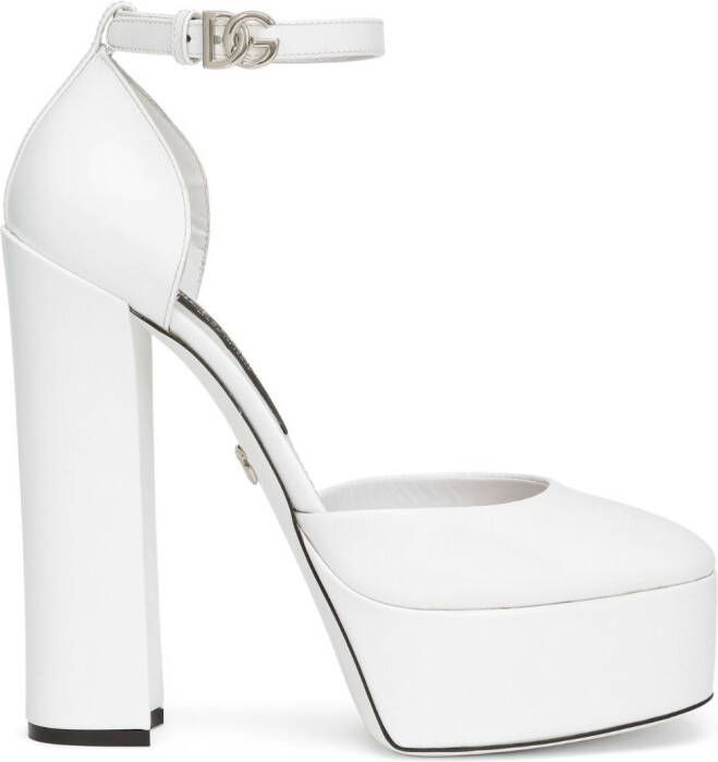 Dolce & Gabbana 105mm patent-leather platform pumps White