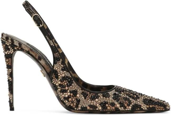 Dolce & Gabbana 105mm leopard-print leather pumps Brown