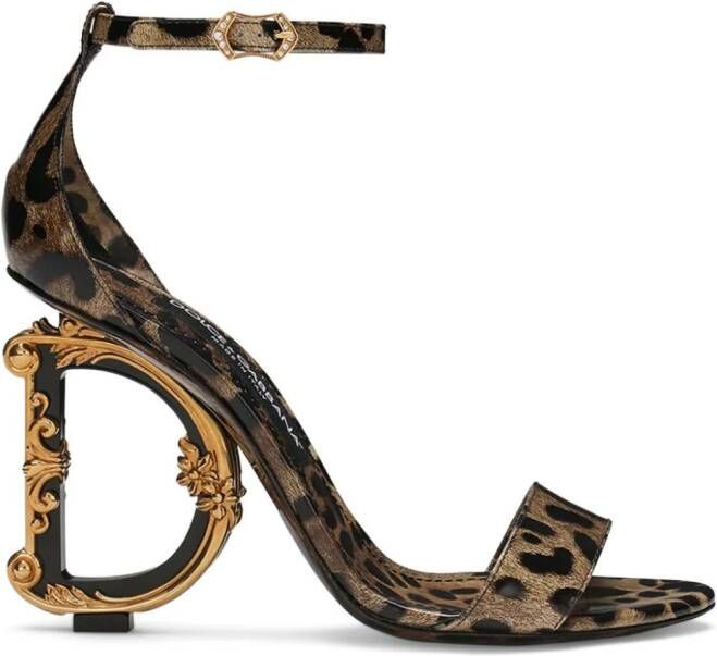 Dolce & Gabbana 105mm Baroque DG-heel sandals Brown