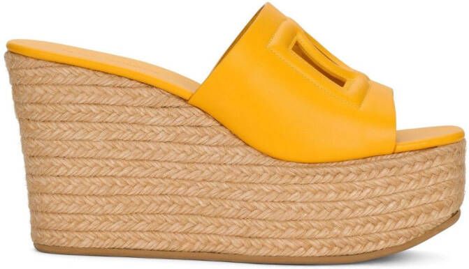 Dolce & Gabbana 110mm cut out-detail espadrilles Yellow