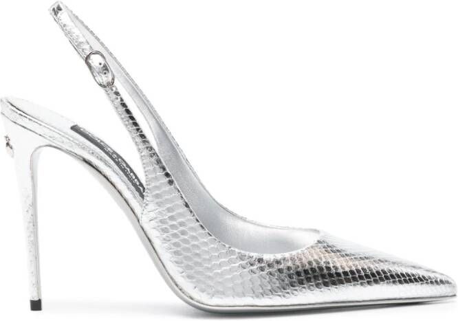 Dolce & Gabbana 120mm metallic snakeskin pumps Silver