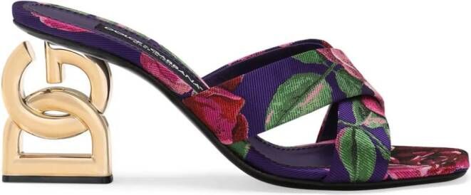 Dolce & Gabbana floral-jacquard sandals Purple