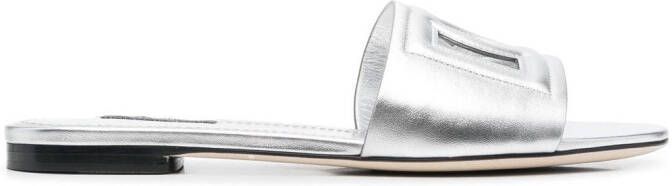 Dolce & Gabbana 3D logo flat sandals Silver