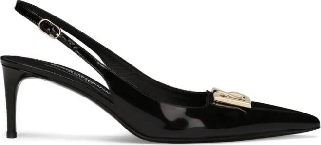 Dolce & Gabbana 60mm logo-plaque slingback pumps Black