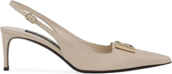 Dolce & Gabbana 60mm logo-plaque slingback pumps Neutrals