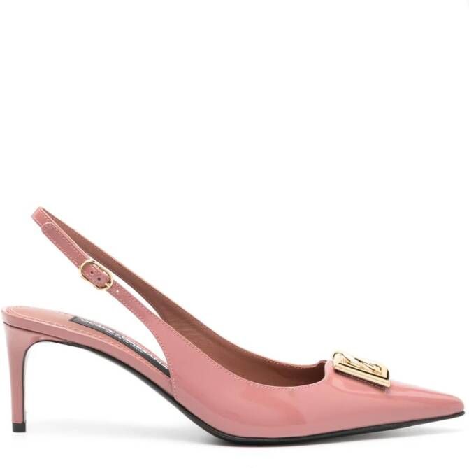 Dolce & Gabbana 65mm logo-plaque patent pumps Pink