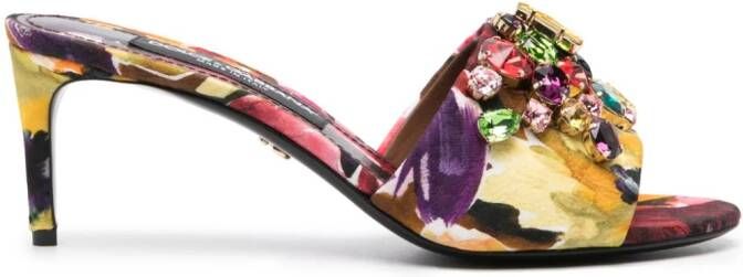 Dolce & Gabbana 70mm jewel-embellished mules Black