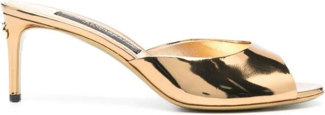 Dolce & Gabbana 70mm metallic-finish leather sandals Gold