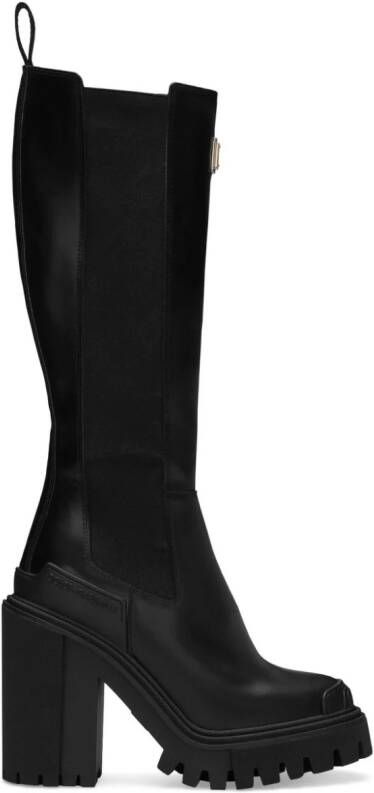 Dolce & Gabbana 90mm logo-plaque slip-on boots Black