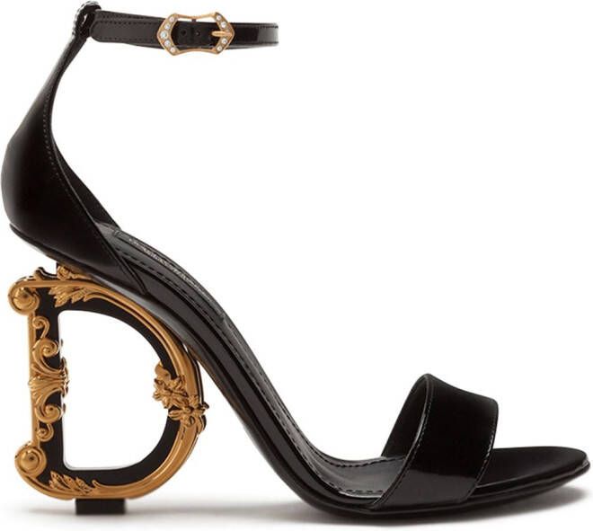 Dolce & Gabbana Baroque DG 105mm leather sandals Black