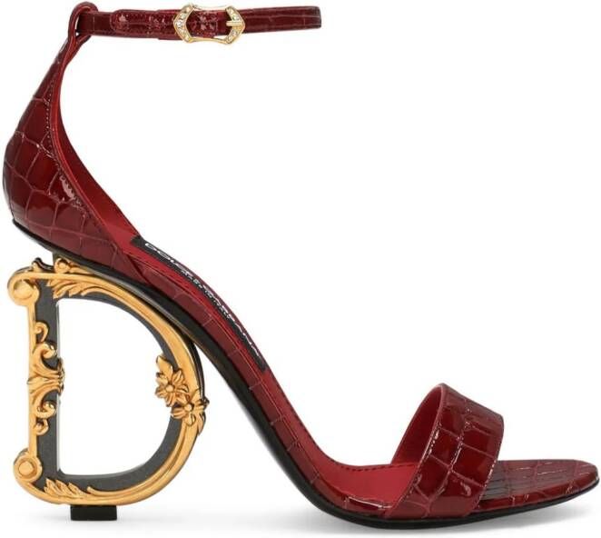 Dolce & Gabbana Baroque DG-heel leather sandals Red
