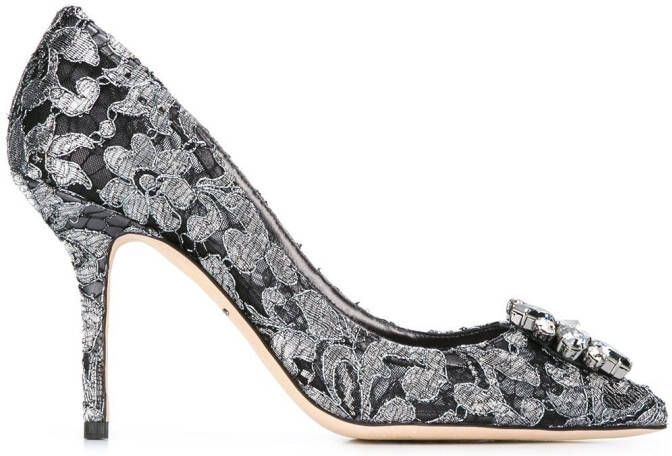Dolce & Gabbana Rainbow Lace 90mm brooch-detail pumps Black